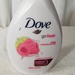 1 Dove Body Wash Raspberry & Lime Scent Renew Net. Vol 1 L. 33.8 oz. 1000 ml.